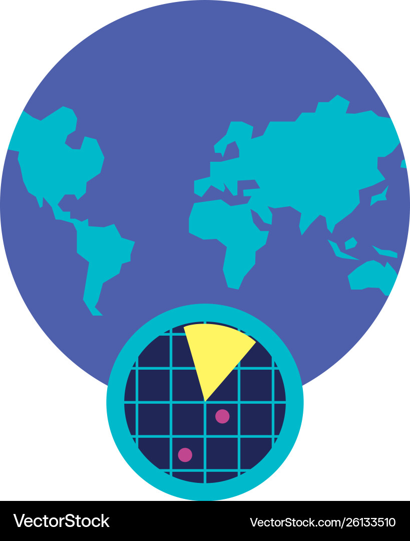Radar location with planet earth Royalty Free Vector Image