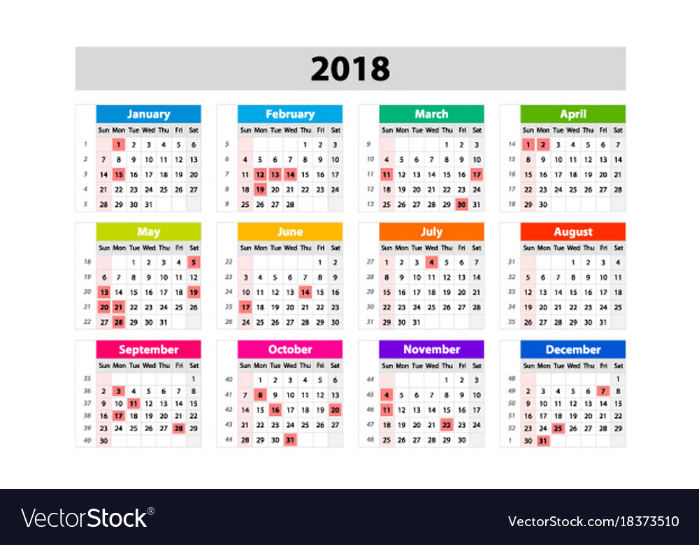 Usa-Kalender für Terminkalender 2018