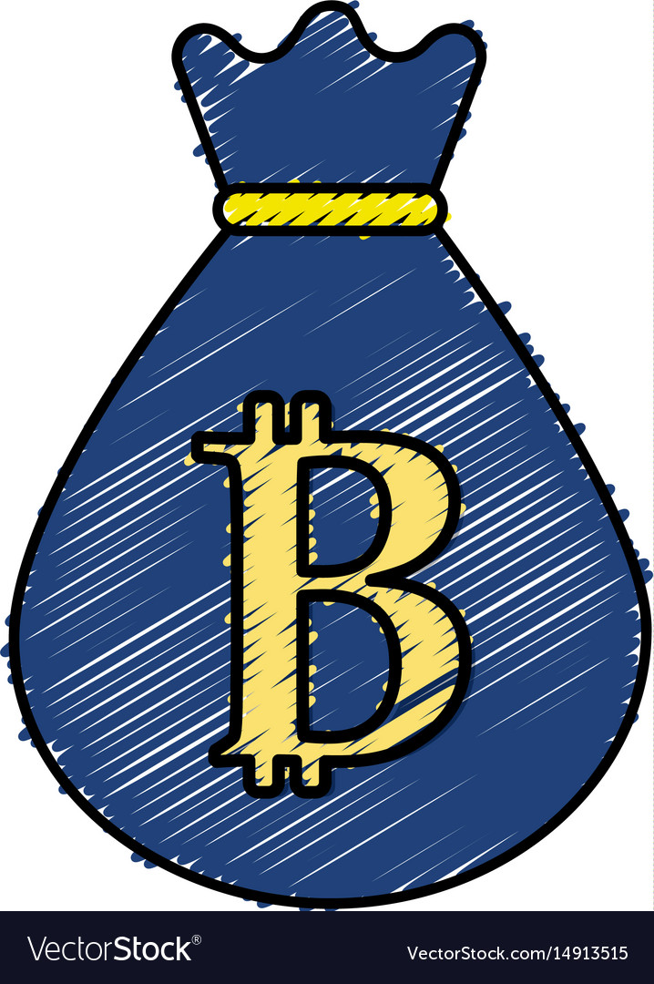 Bag with bitcoin currency digital symbol