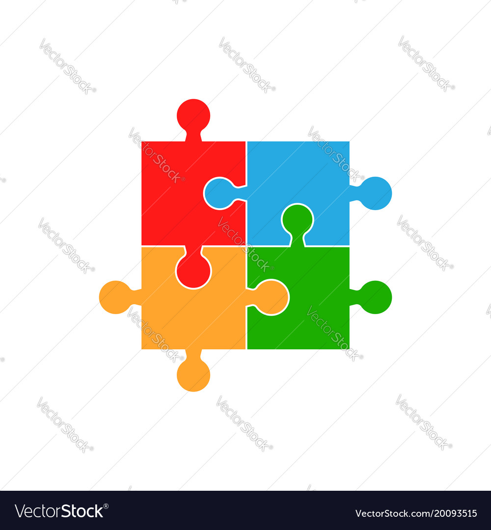 Colorful jigsaw puzzle flat puzzle game Royalty Free Vector