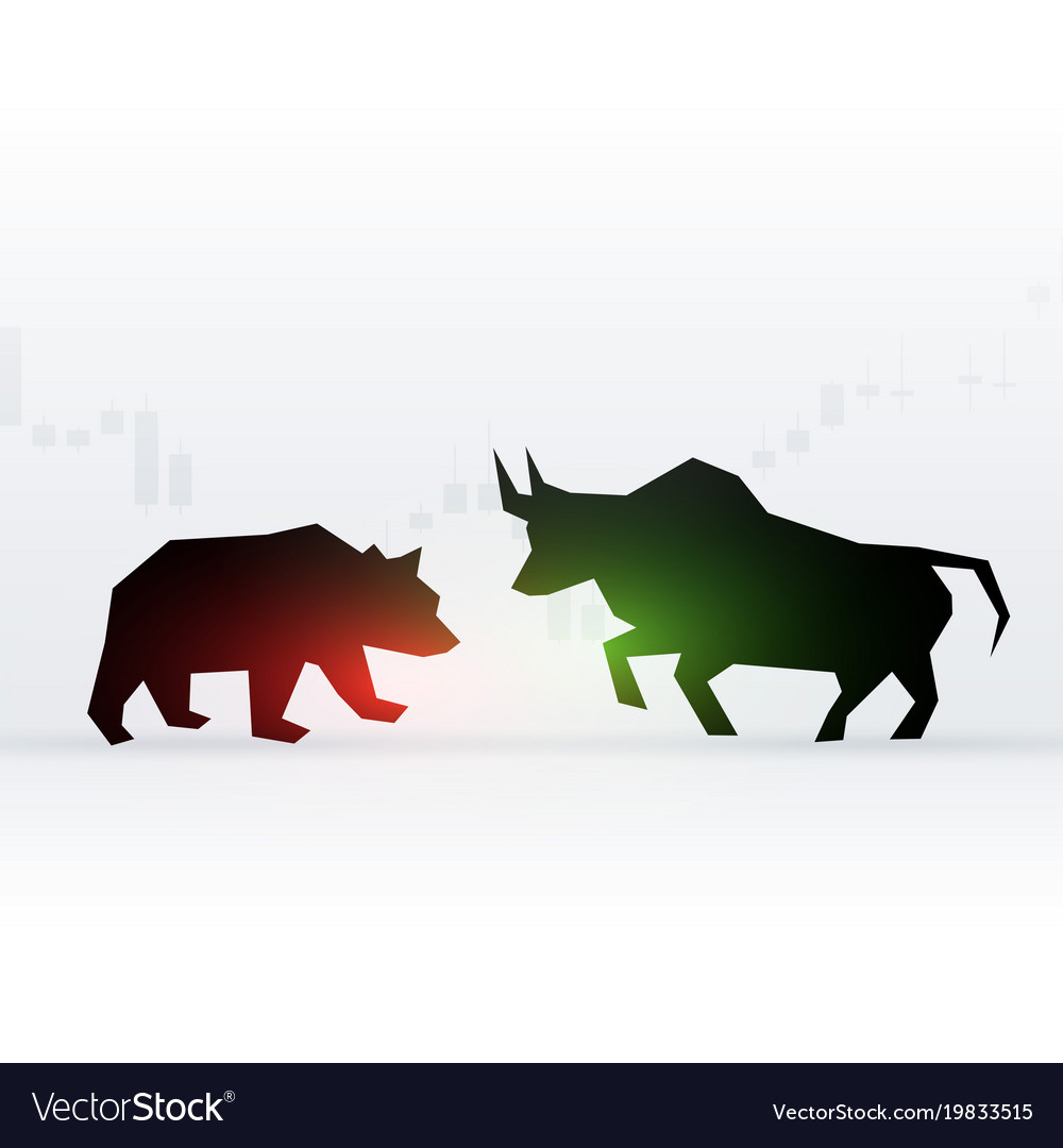 Concept design of bear and bull in front each