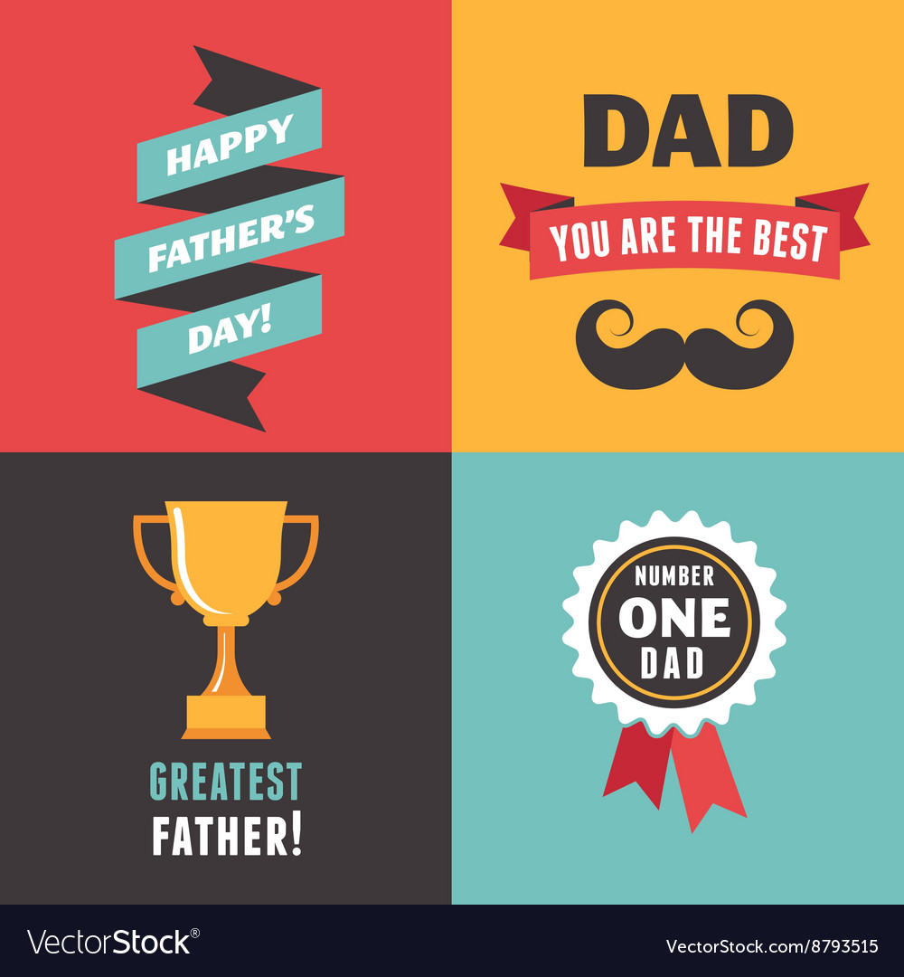 Happy Fathers Day Greeting Cards Set Royalty Free Vector