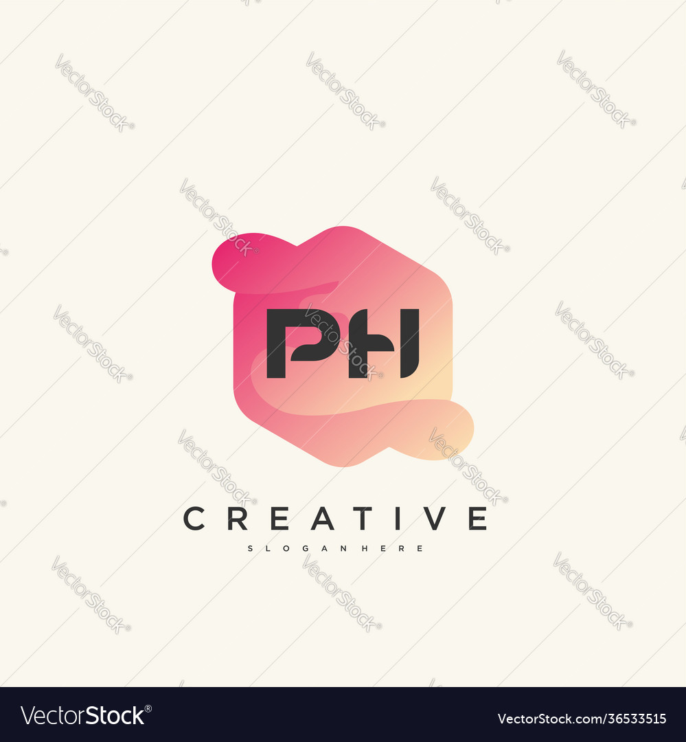 Ph initial letter colorful logo icon design Vector Image