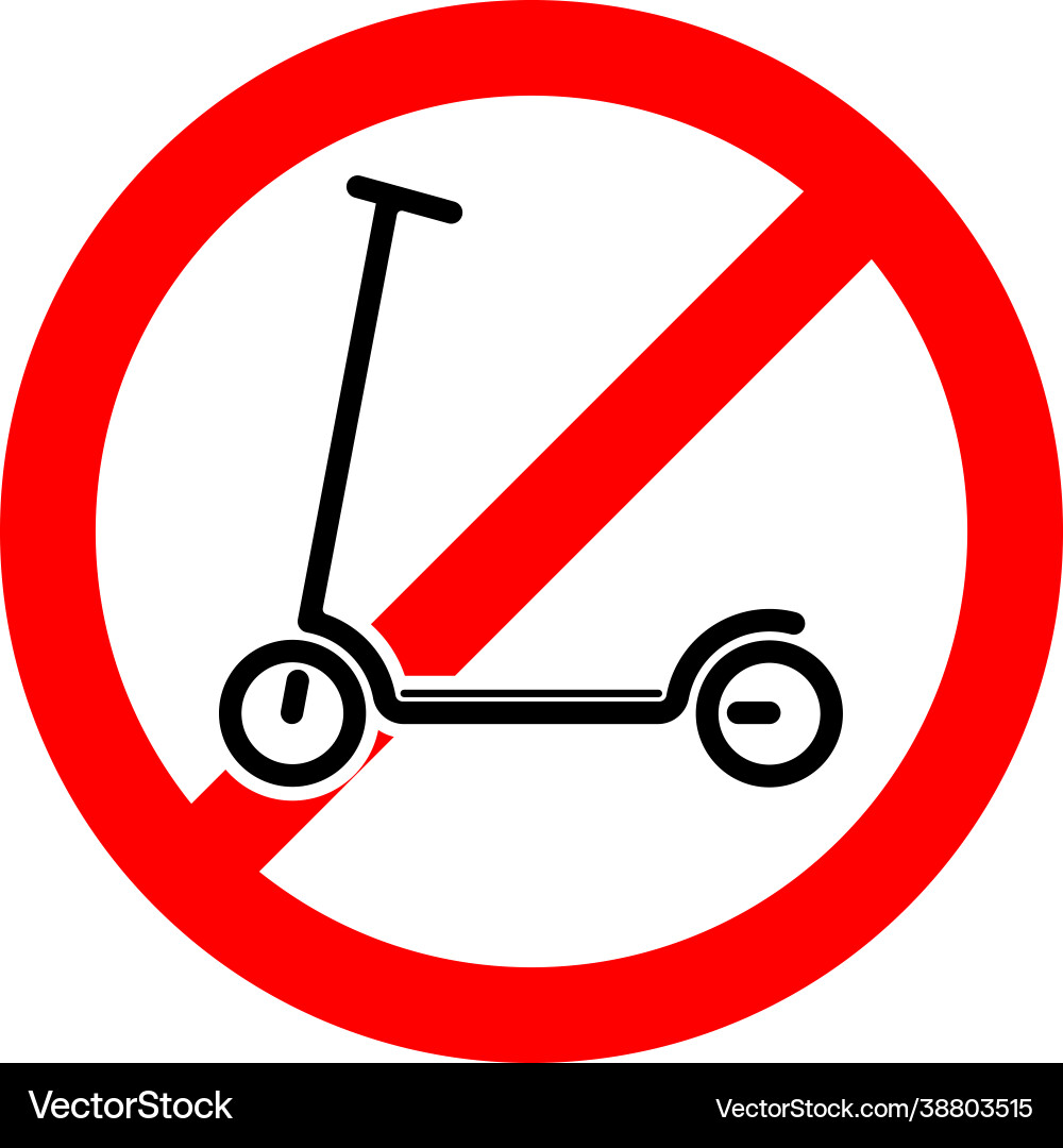 Scooter parking is prohibited on a red Royalty Free Vector