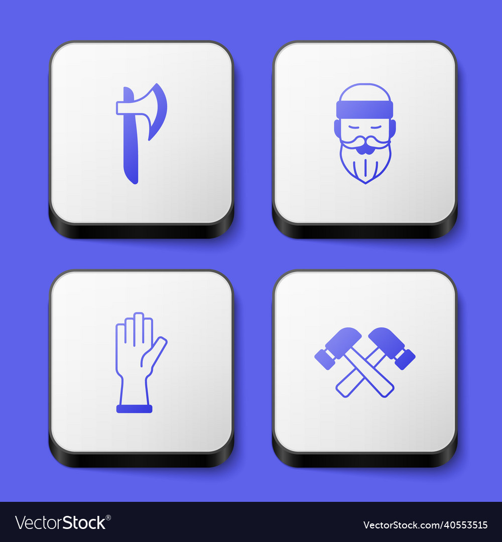 Set wooden axe lumberjack protective gloves Vector Image