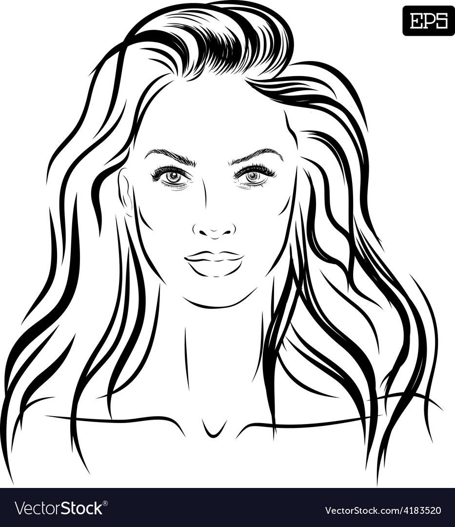 Beautiful Woman Face Hand Drawn Royalty Free Vector Image