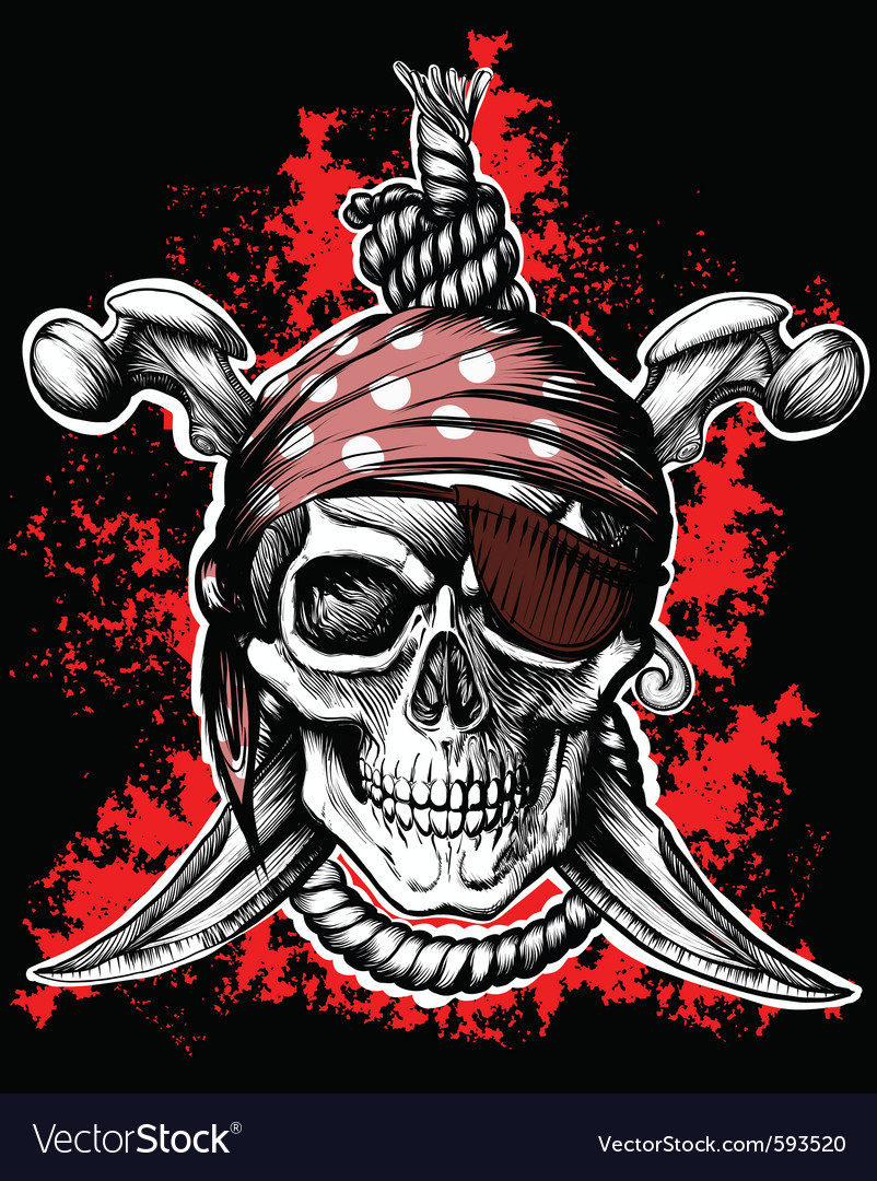 Download Black jolly roger skull Royalty Free Vector Image