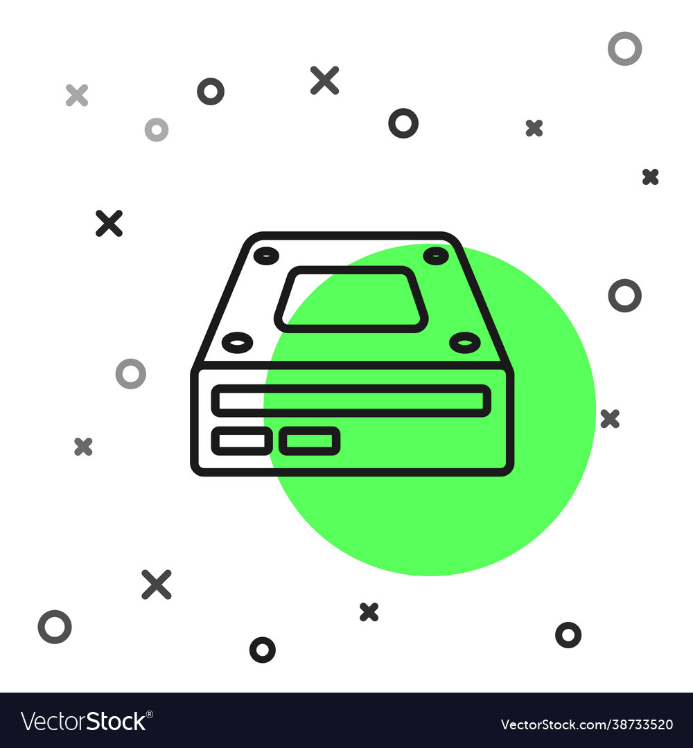 Black line optical disc drive icon isolated