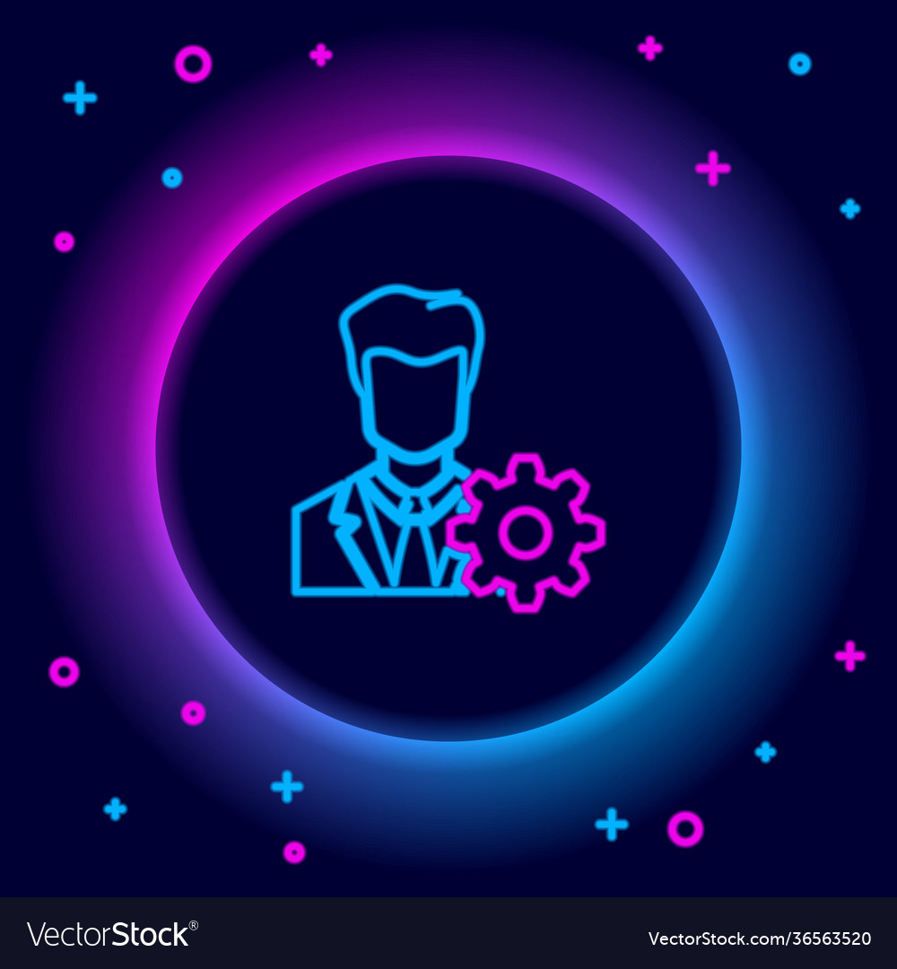 Glowing neon line profile settings icon isolated