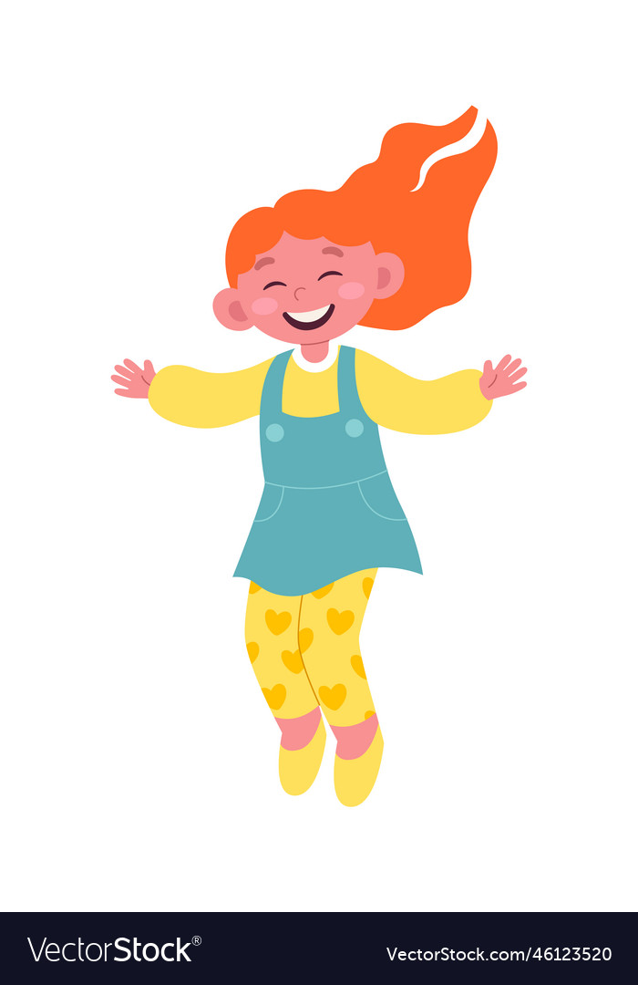 Happy child jumping flat icon leisure time