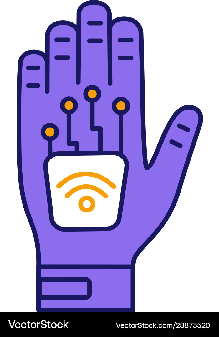 Human microchip implant in hand color icon Vector Image