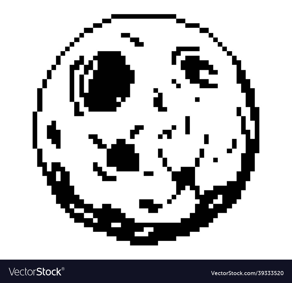 Moon icon pixel art isolated background