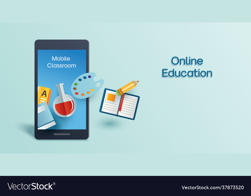 Online education learning on mobile phone Vector Image