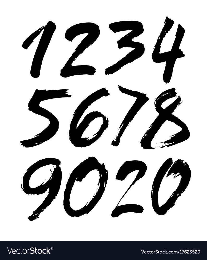 Set of calligraphic acrylic or ink numbers