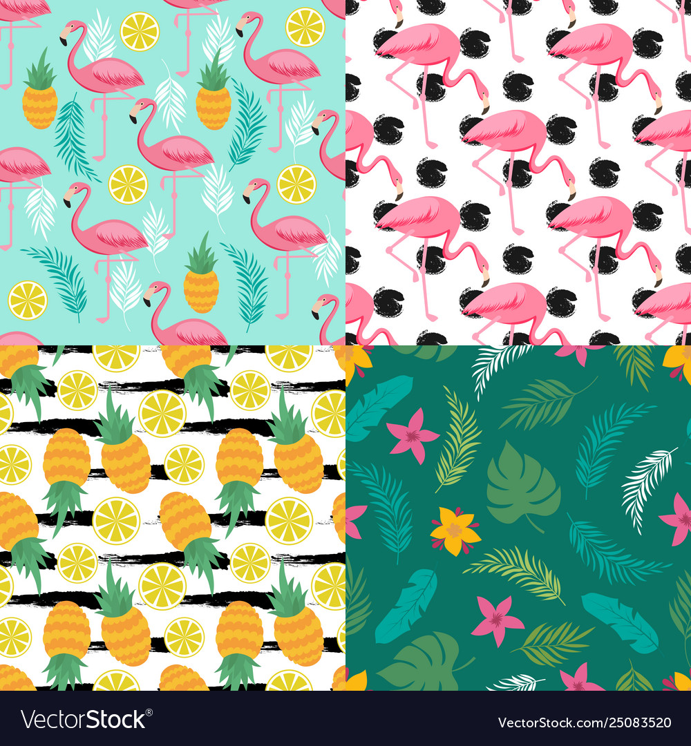 Tropical seamless pattern collection with exotic vector image Tropical seamless pattern collection with exotic