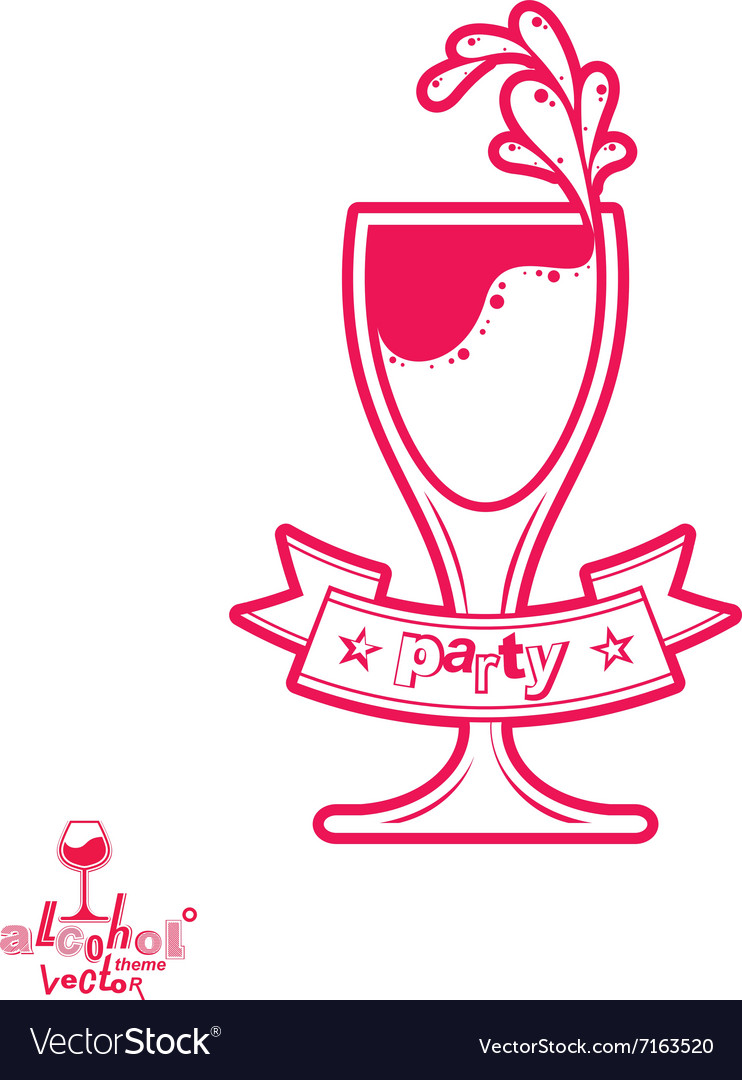 Wine glass with splash alcohol idea graphic