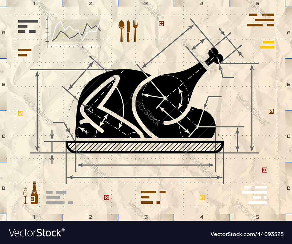 Christmas whole turkey symbol as technical