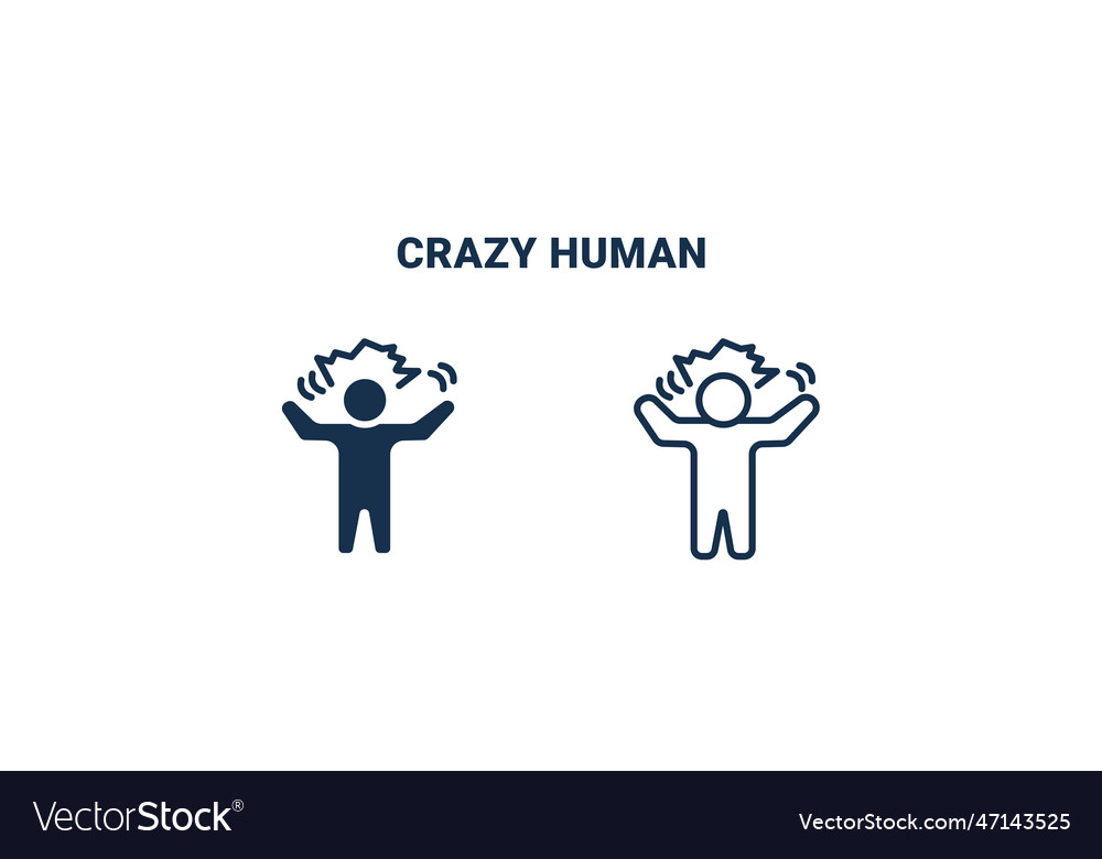 Crazy human icon outline and filled