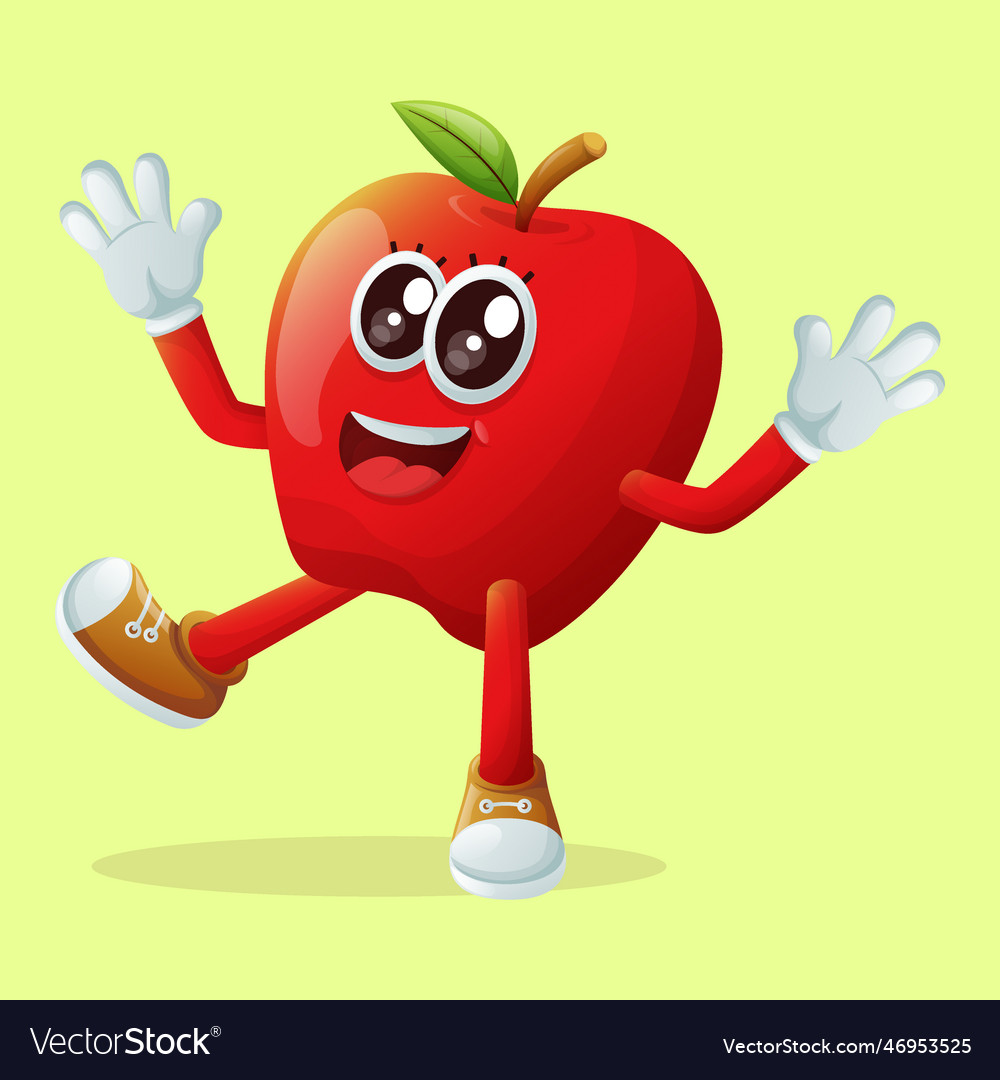 Cute apple character smiling with a happy Vector Image