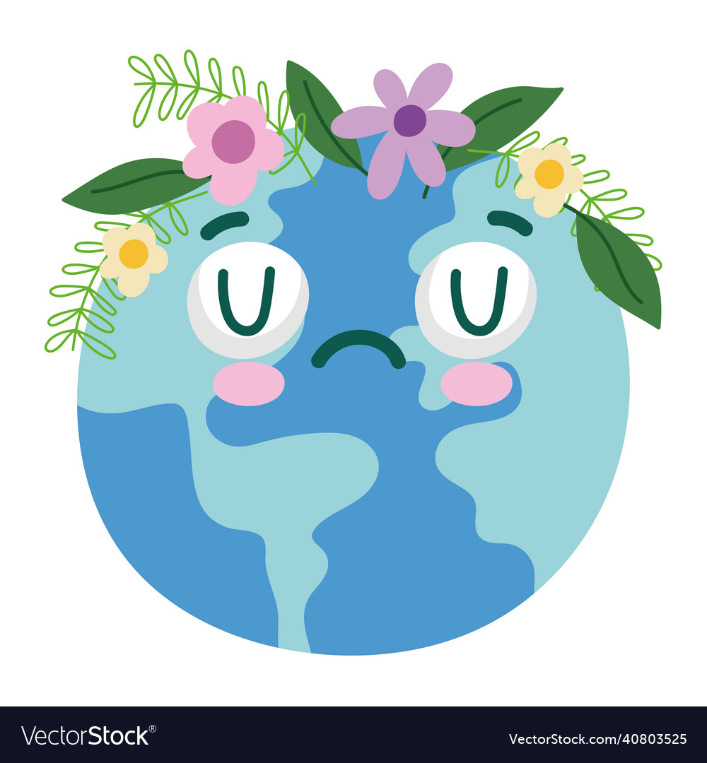 Cute planet with flowers Royalty Free Vector Image