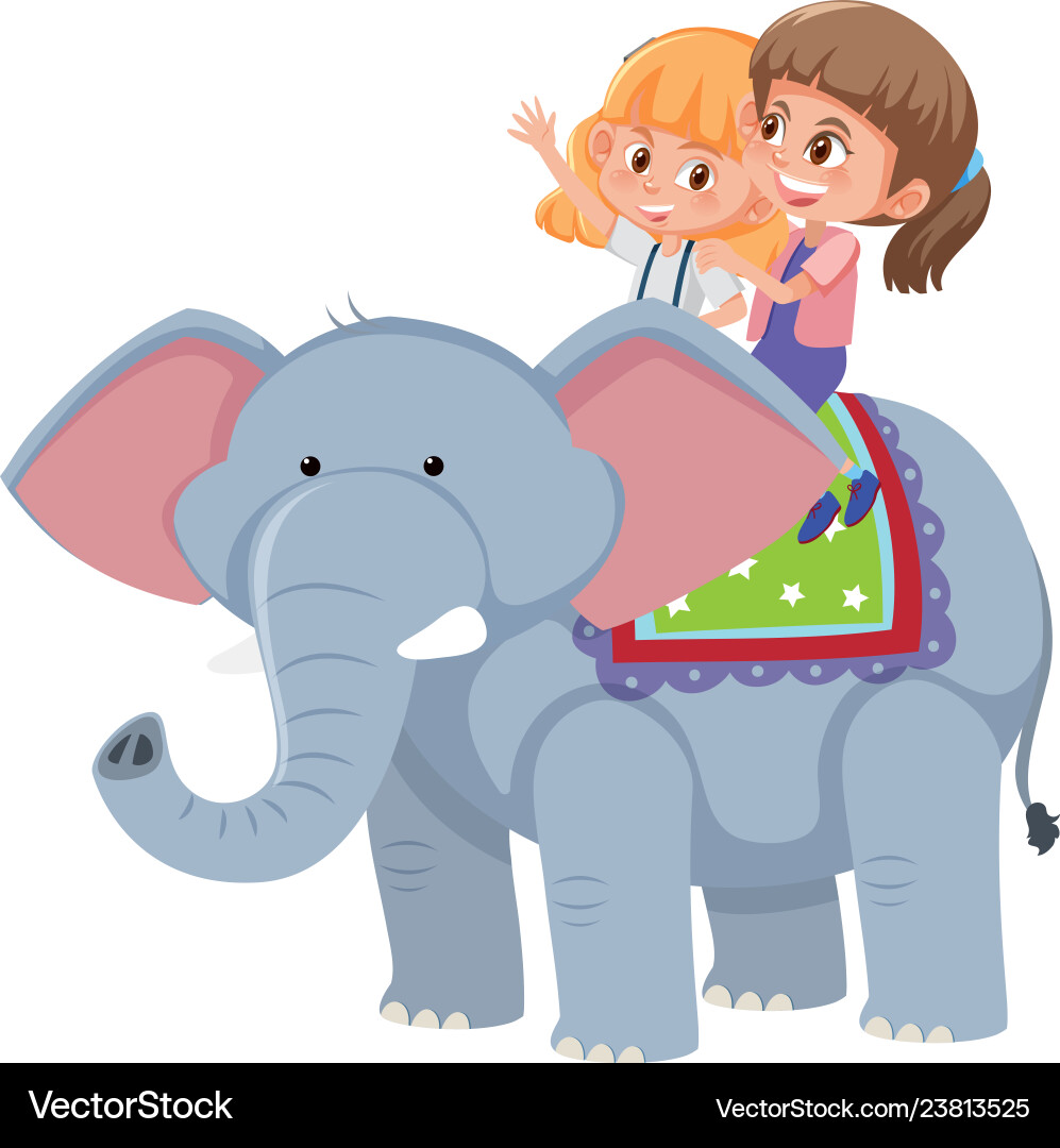 Girls riding an elephant Royalty Free Vector Image