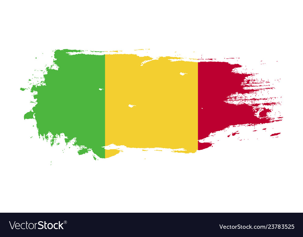 Grunge brush stroke with mali national flag