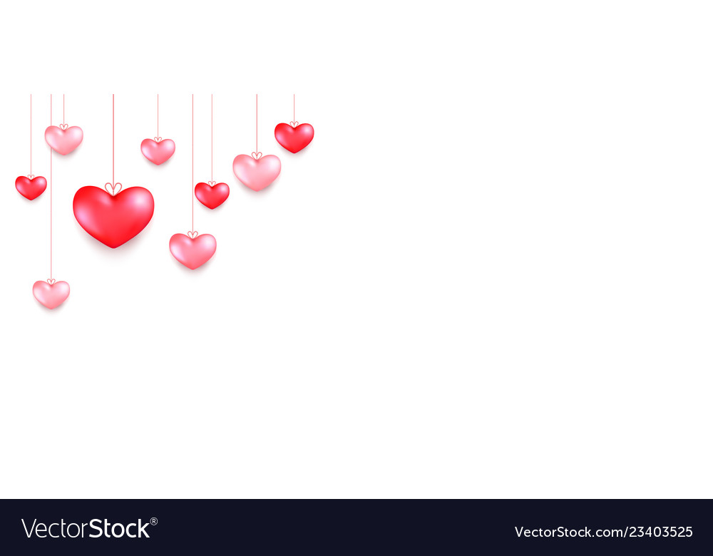 Hanging hearts valentines day greeting card