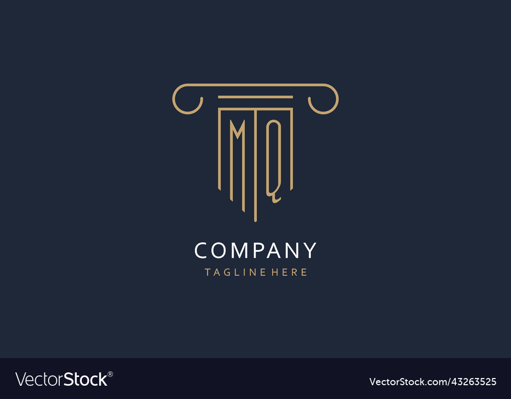 Mq initial with pillar shape logo design creative Vector Image