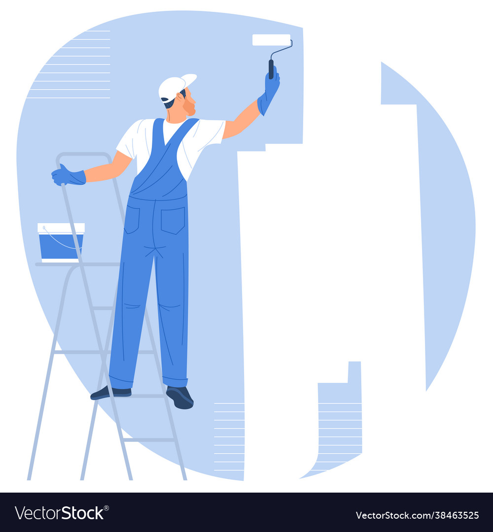 Painter on ladder Royalty Free Vector Image - VectorStock