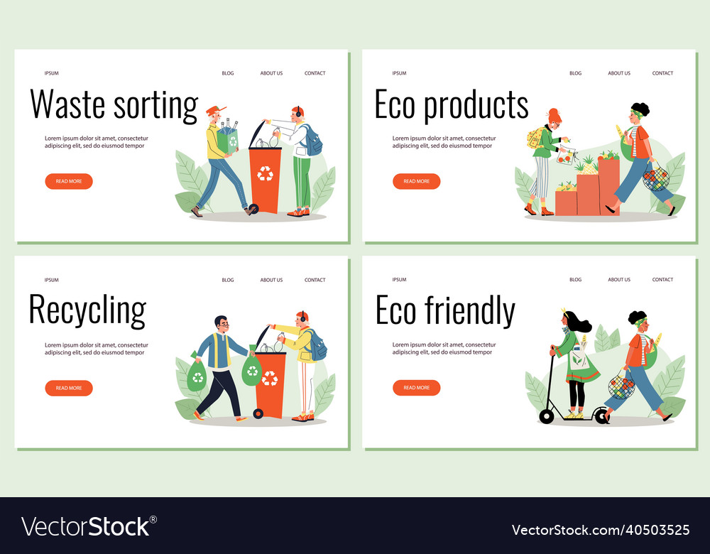 People with ecology habits landing Royalty Free Vector Image