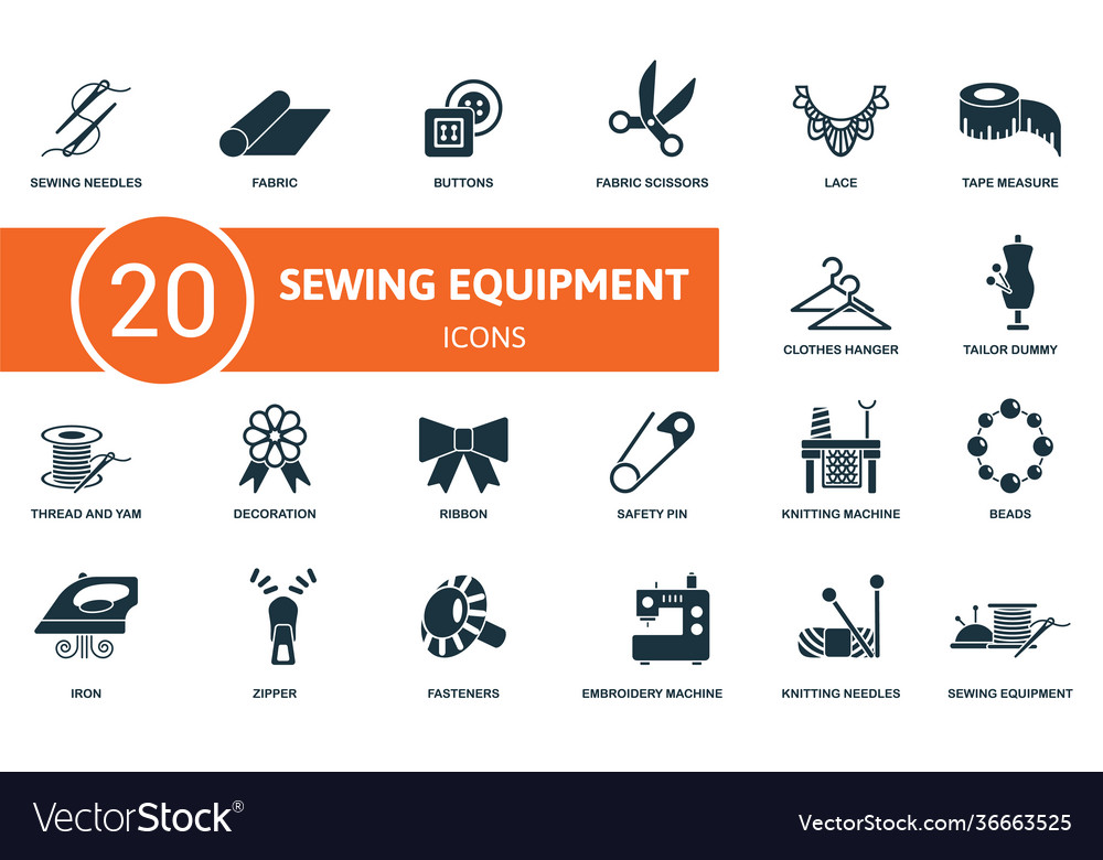 Sewing Equipment Icon Set Contains Editable Icons Vector Image 5209