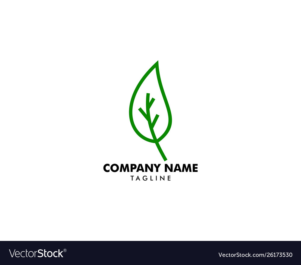 Abstract leaf logo design template linear style