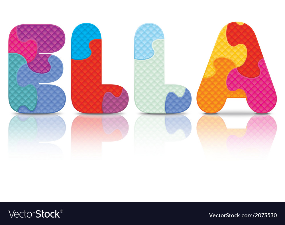 Ella written with alphabet puzzle Royalty Free Vector Image