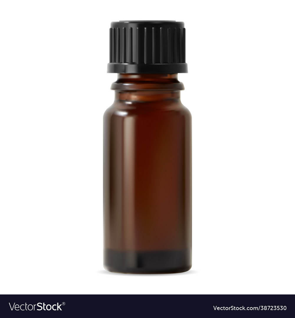 Essential Oil Bottle Cosmetic Oil Glass Container Vector Image