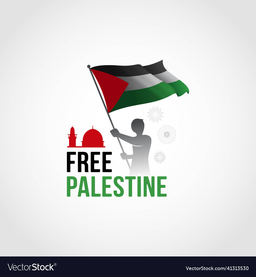 Free Palestine The Boy Stand With Flag Royalty Free Vector