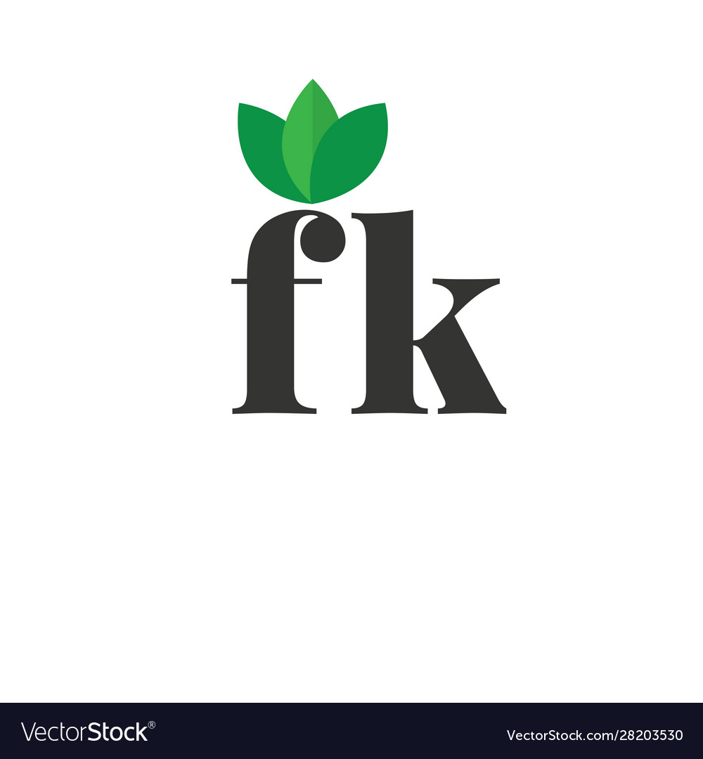 Initial letter fk green leaf logo design template