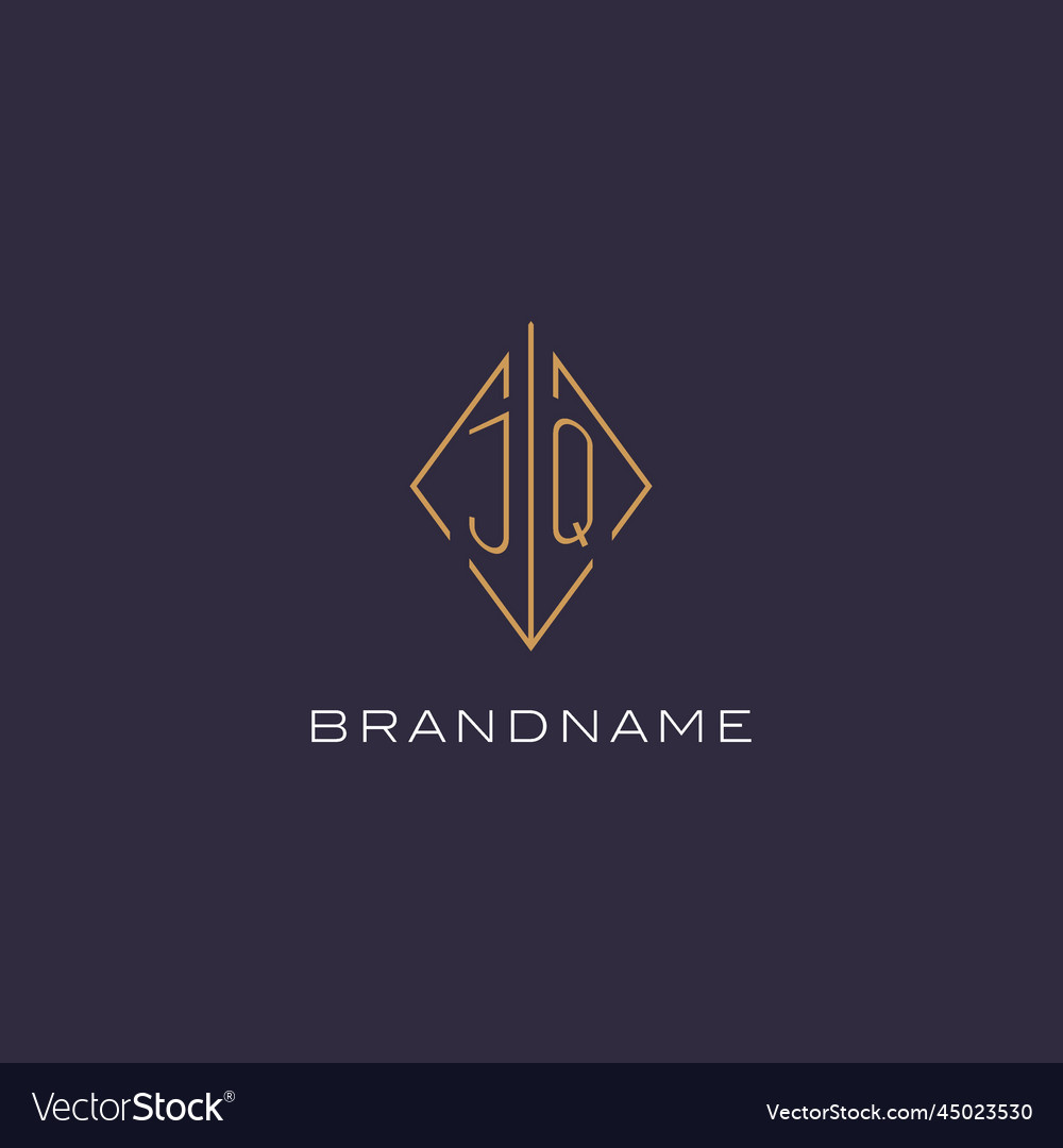 Initial letter jq logo monogram with diamond Vector Image