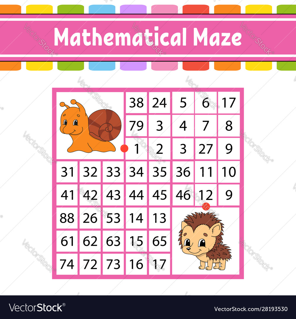 Mathematical maze game for kids number labyrinth