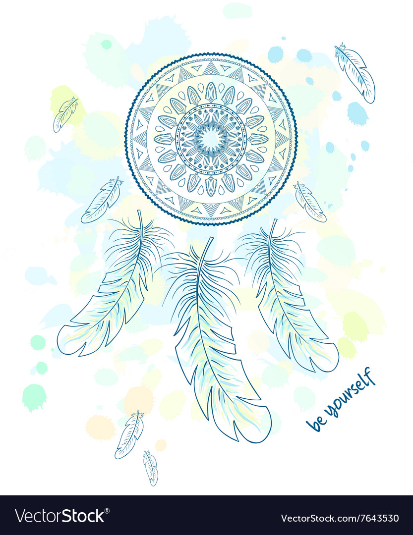 Printable hand drawn with dream catcher