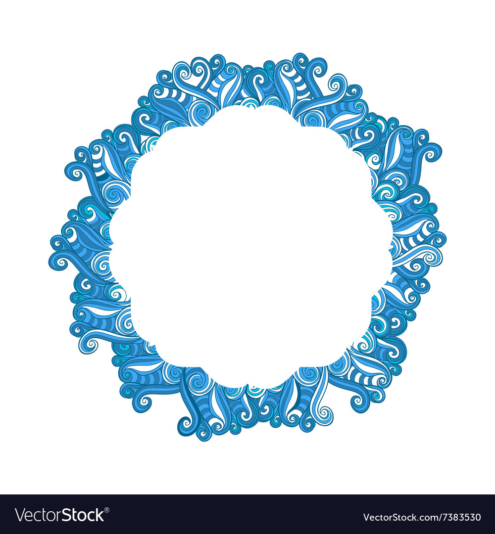 Round Blue Wave Frame Ornament Banner Royalty Free Vector