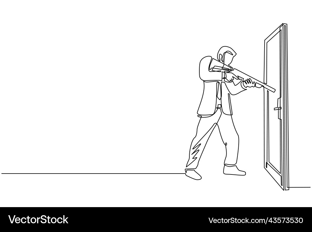 Single one line drawing businessman pointing Vector Image