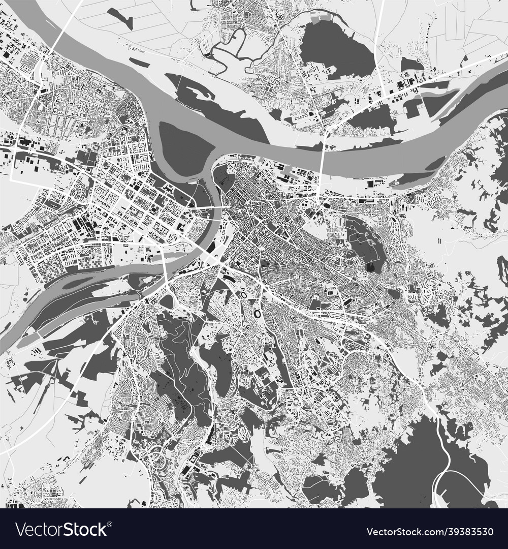 Urban city map of belgrade poster black grayscale Vector Image