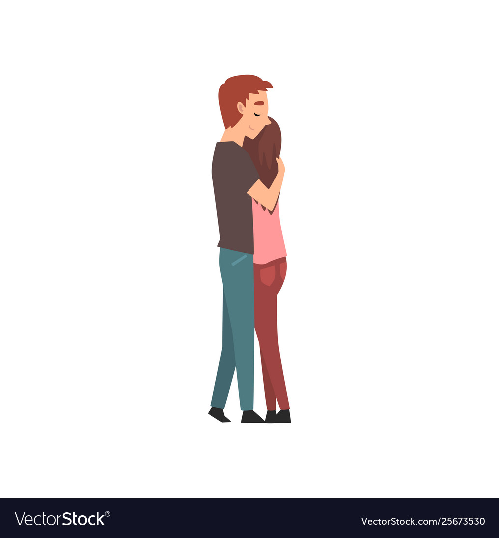 Young man and beautiful woman hugging happy Vector Image