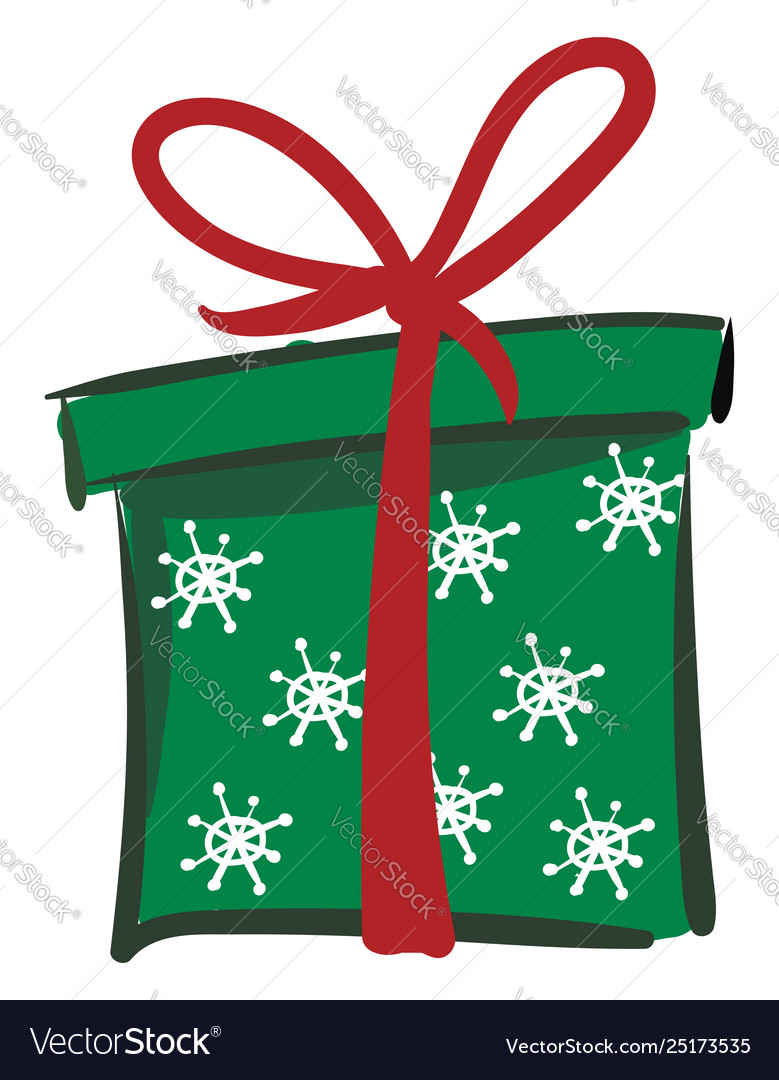 Painting A Xmas Green Gift Box Or Color Royalty Free Vector
