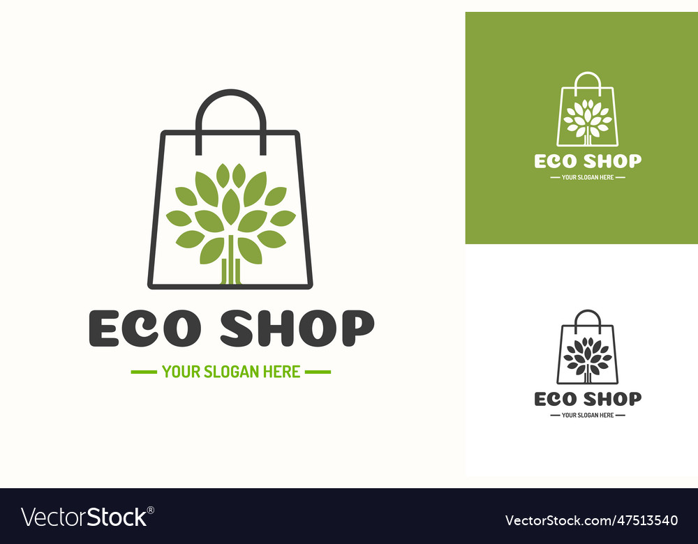 Eco shop logo consisting of shopping bag and tree