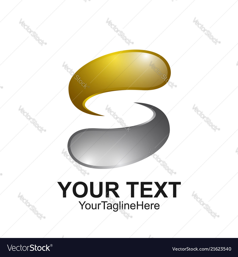 Letter s logo design template colored silver gold