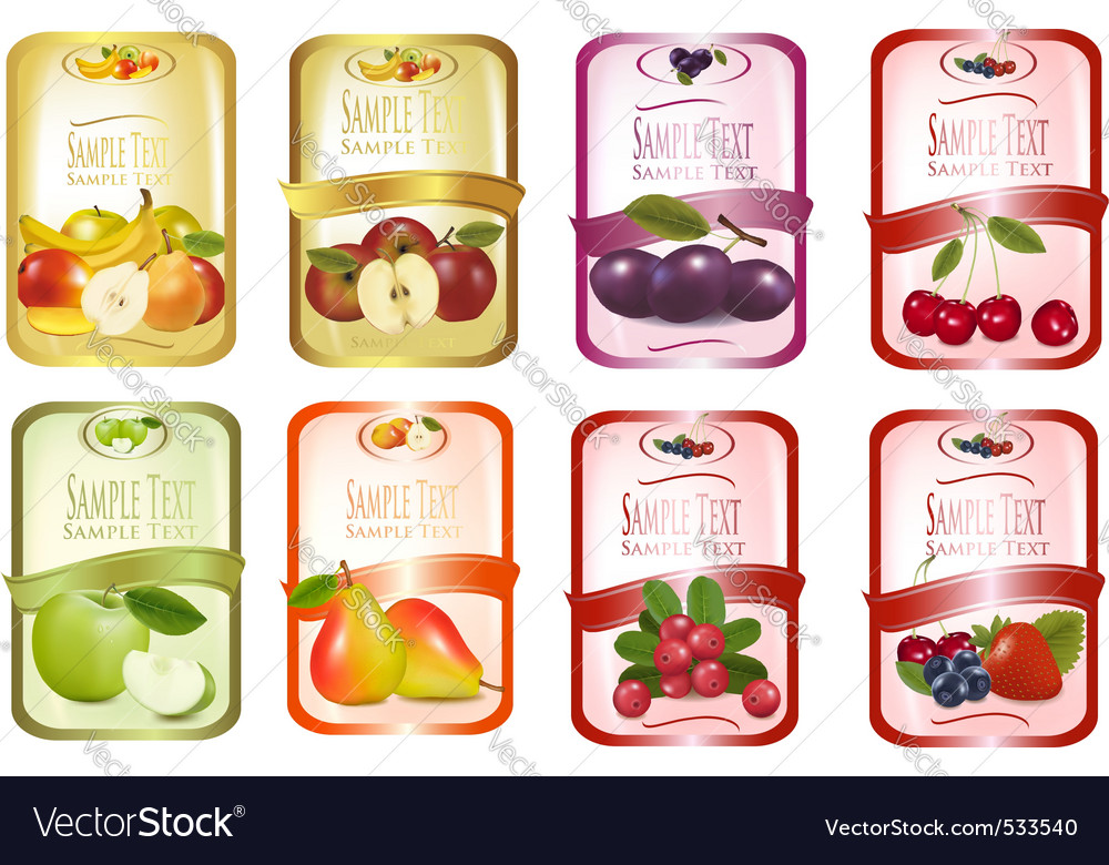 Set labels with fruit Royalty Free Vector Image