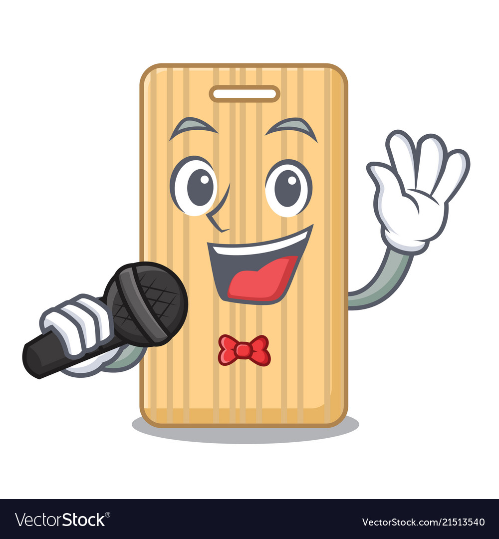 Singing wooden cutting board mascot cartoon