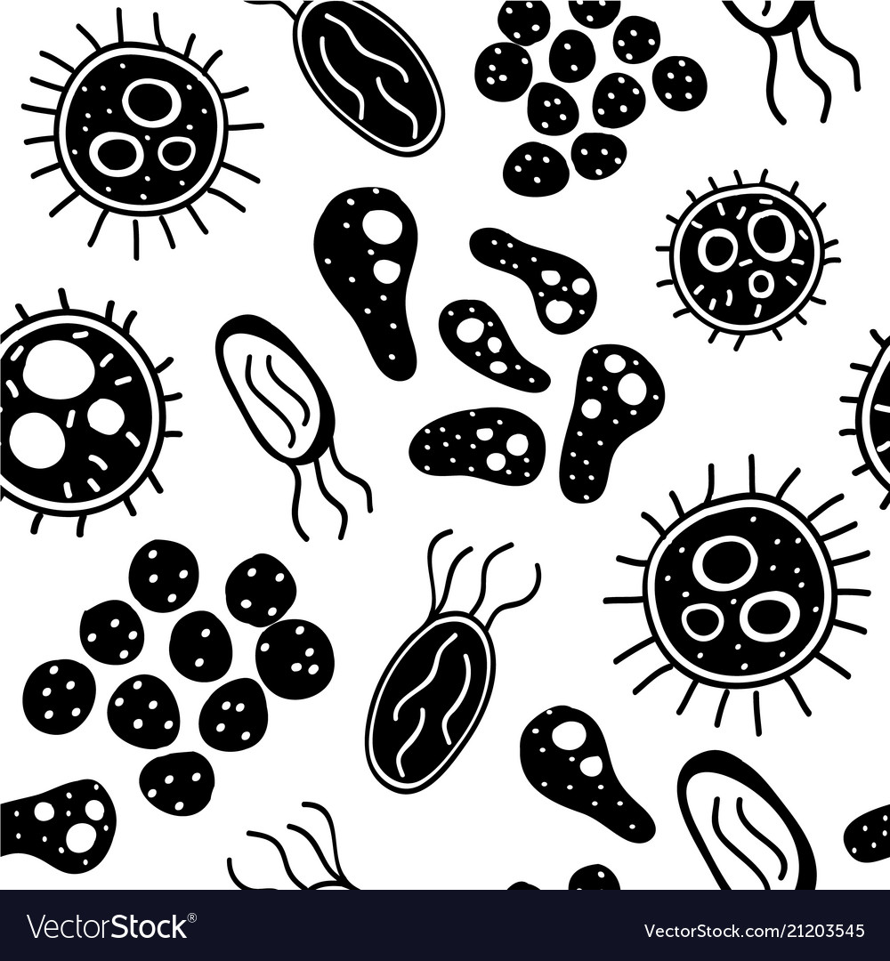 Cute hand drawn bacteria seamless pattern Vector Image