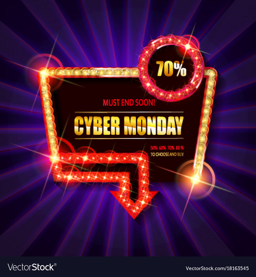 Cyber Monday Retro Light Frame Royalty Free Vector Image Cyber Monday Retro Light Frame Vector Image